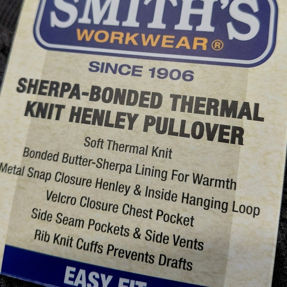 SMITHS Workwear Sherpa Bonded Gray Thermal Pullover - S - Picture 8 of 12
